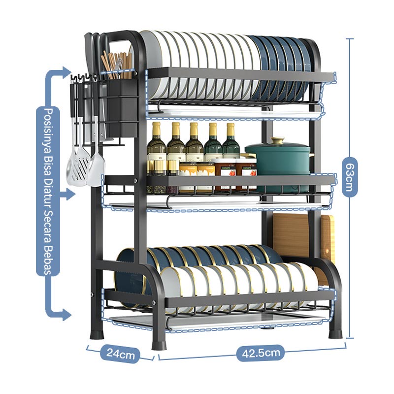 【COD+Pengiriman Cepat】 YUN Rak Piring  Terbaru Rak Piring Stainless Steel Rak Piring Wastafel Stainless Rak Piring Dapur Multifungsi Mangkuk Rak Piring  Stenlis Rak Dapur Dish Rack Dish Drainer (2/3 Susun)