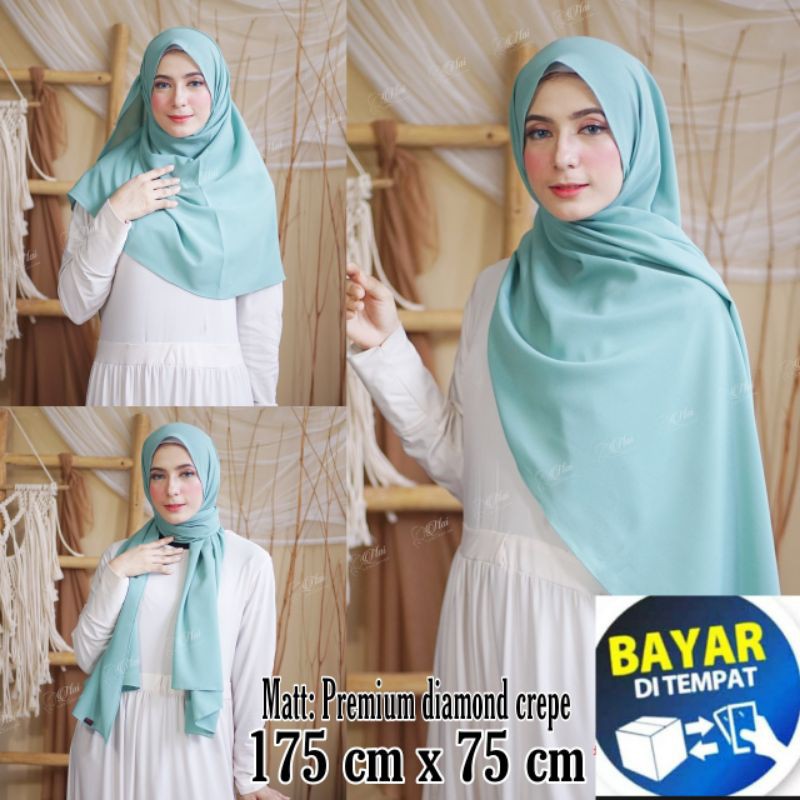 HIJAB PASMINA SABYAN DIAMOND POLOS TERMURAH 175 X 75 JAHIT TEPI BISA BAYAR DITEMPAT-1