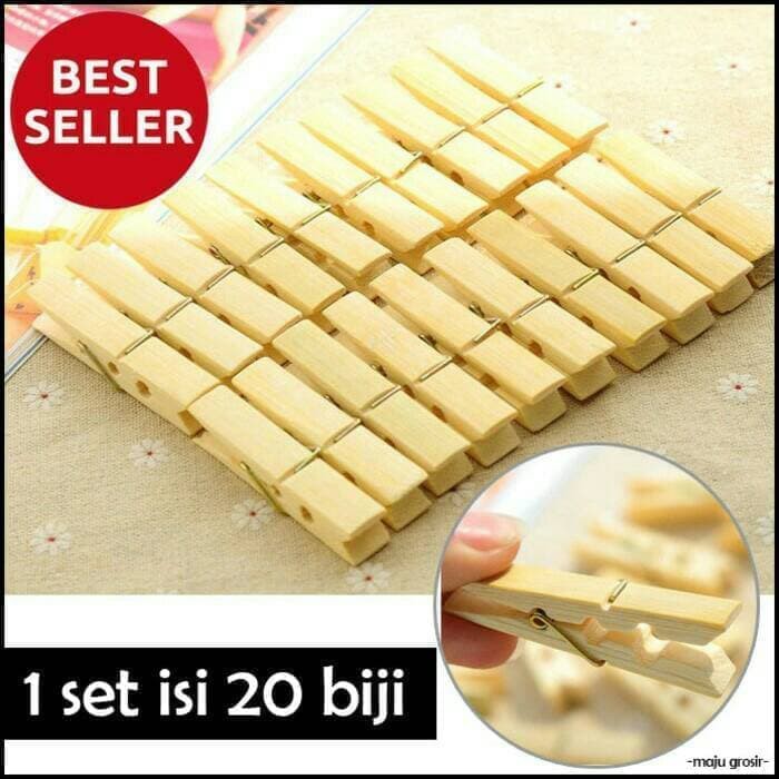 Jepitan jepit Jemuran Pajangan Foto Bahan Bambu bamboo Isi 20 Pcs