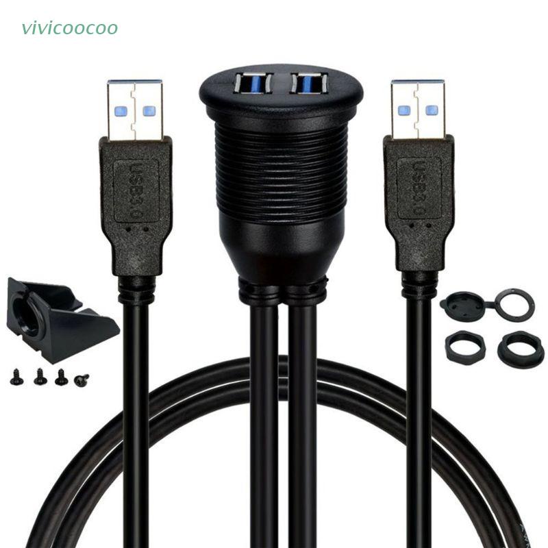 VIVI   Dual USB 3.0 Male to Female Car Boat Dash Panel Flush Mount Extension Cable 2m