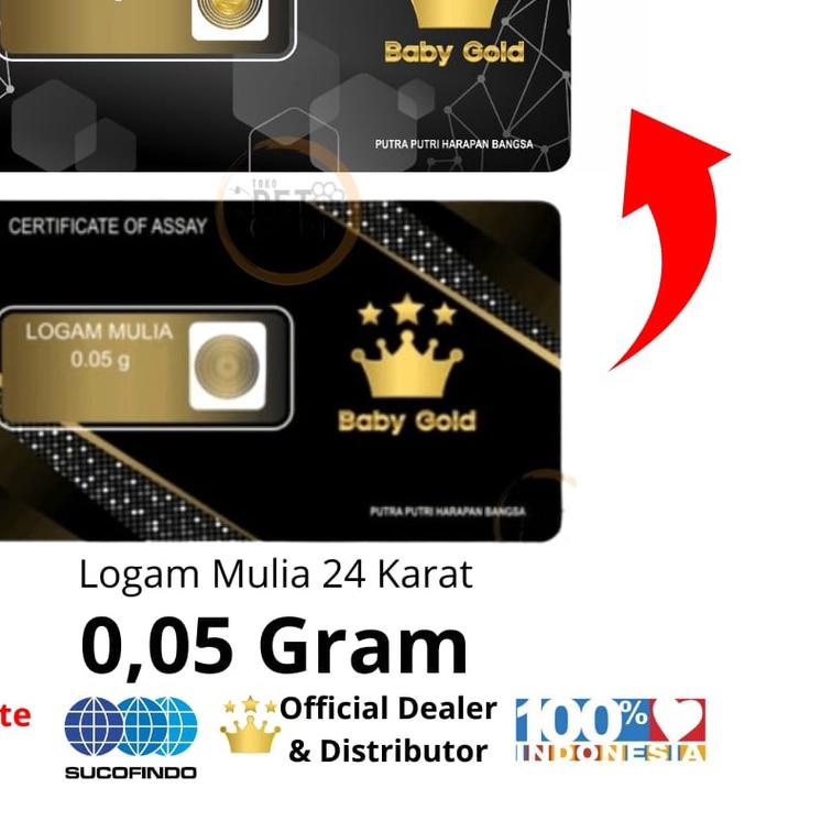 ☂ BABY GOLD Emas Murni Logam Mulia 0.05 gram ○