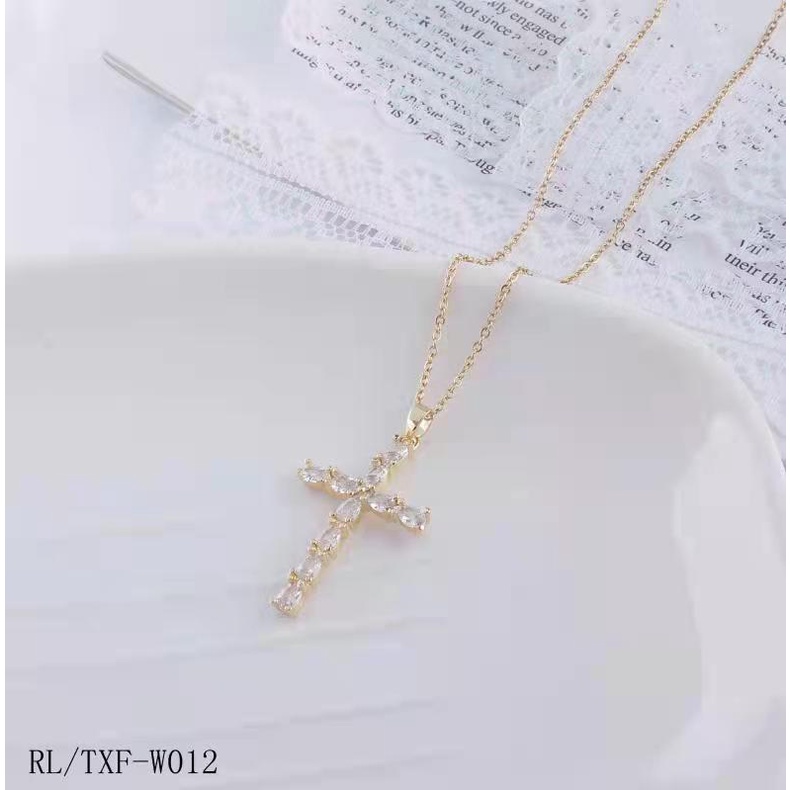 Titanium Kalung Cross Permata Perhiasan Fashion Jewellery 121
