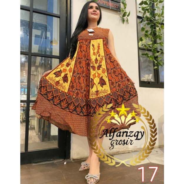 Daster yukensi daster kutung rayon premium motif batik sogan alfarizqy grosir model payung