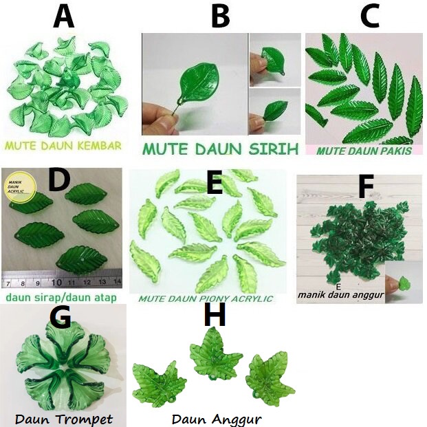 Manik Daun, Aneka Macam Daun Aklirik (Mote AC Bening Daun HIjau) Harga/25g