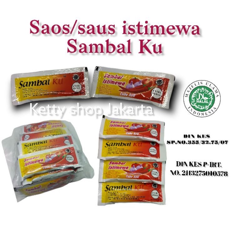 

(PROMO 1 sachet Rp 160) Saos Cabe Sachet Sambal Ku Saus Saset Istimewa Extra Pedas 10 g