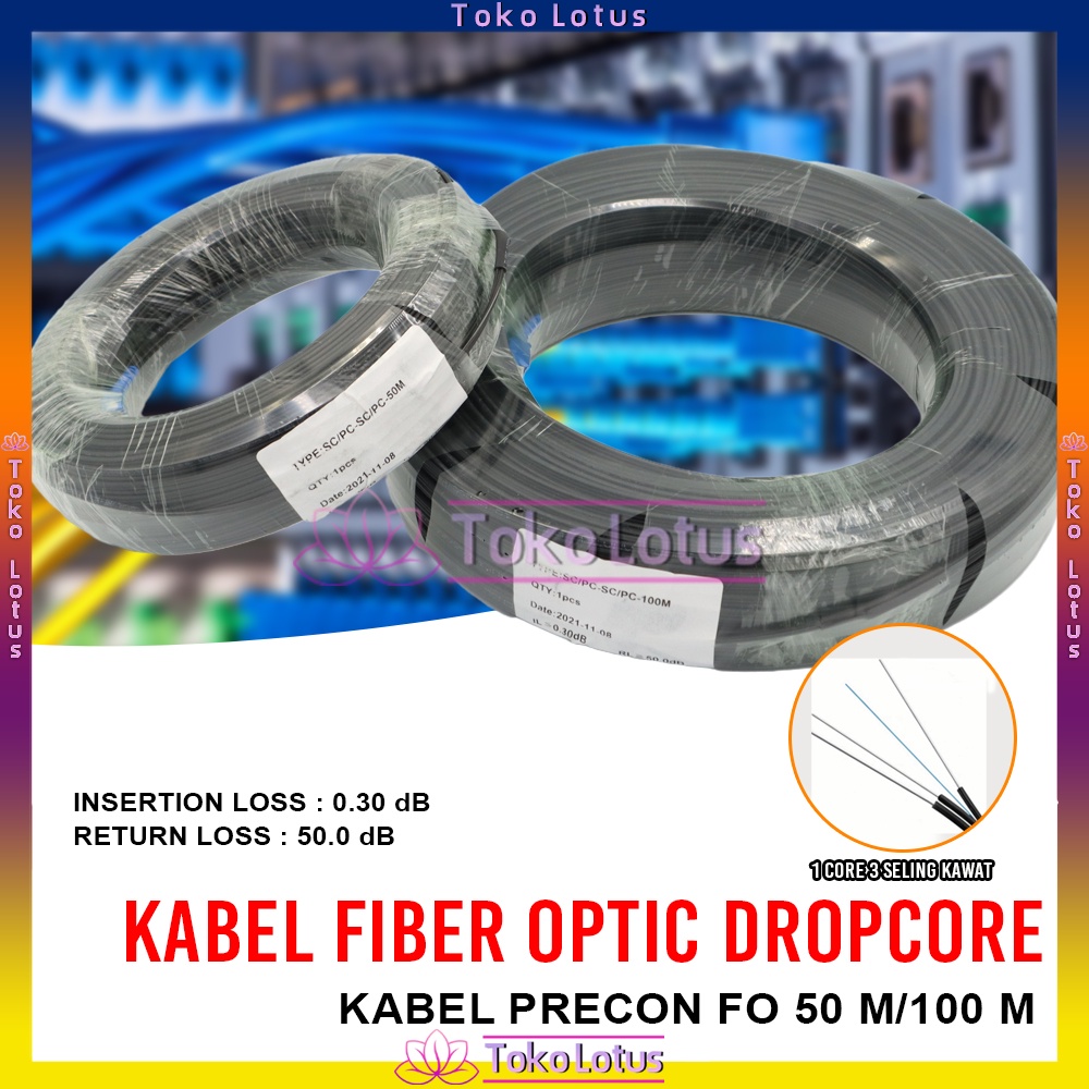 [BISA COD / [Bisa Bayar Ditempat]] Kabel fiber optik SC UPC 50M  atau 100M dropcore 1 core 3 seling 1Core 3 Seling