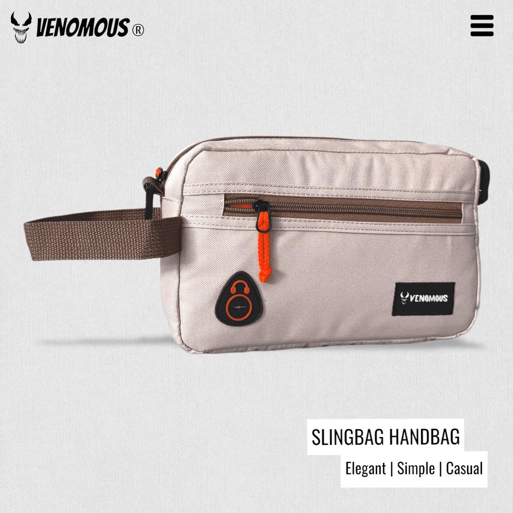 Handbag Selempang Pouch Bag Casual VENOMOUS / Tas Selempang Pria dan Wanita / Slingbag - Cream