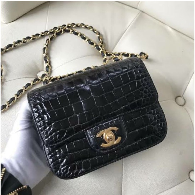 TAS IMPORT BABY CROCO SMALL FREE BOX AAC. GOLD 2 FUNGSI UK.19 BRANDED BAG SLEMPANG MINI MIRROR SUPER