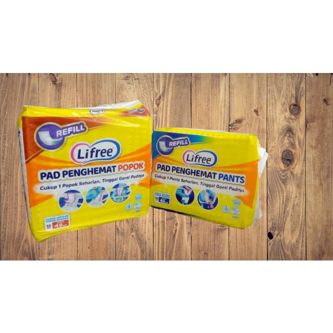 LIFREE PAD PENGHEMAT POPOK PEREKAT DAN PANTS ISI 15 PCS -REFILL- (UNTUK SEMUA UKURAN POPOK)