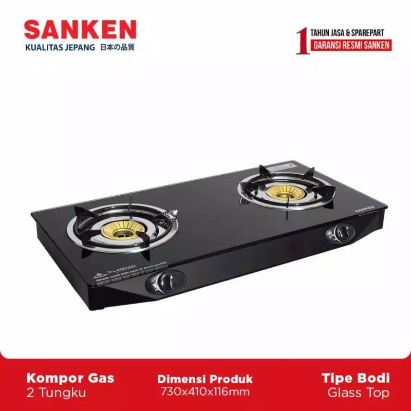 SANKEN KOMPOR GAS KACA 2TUNGKU SG369DX