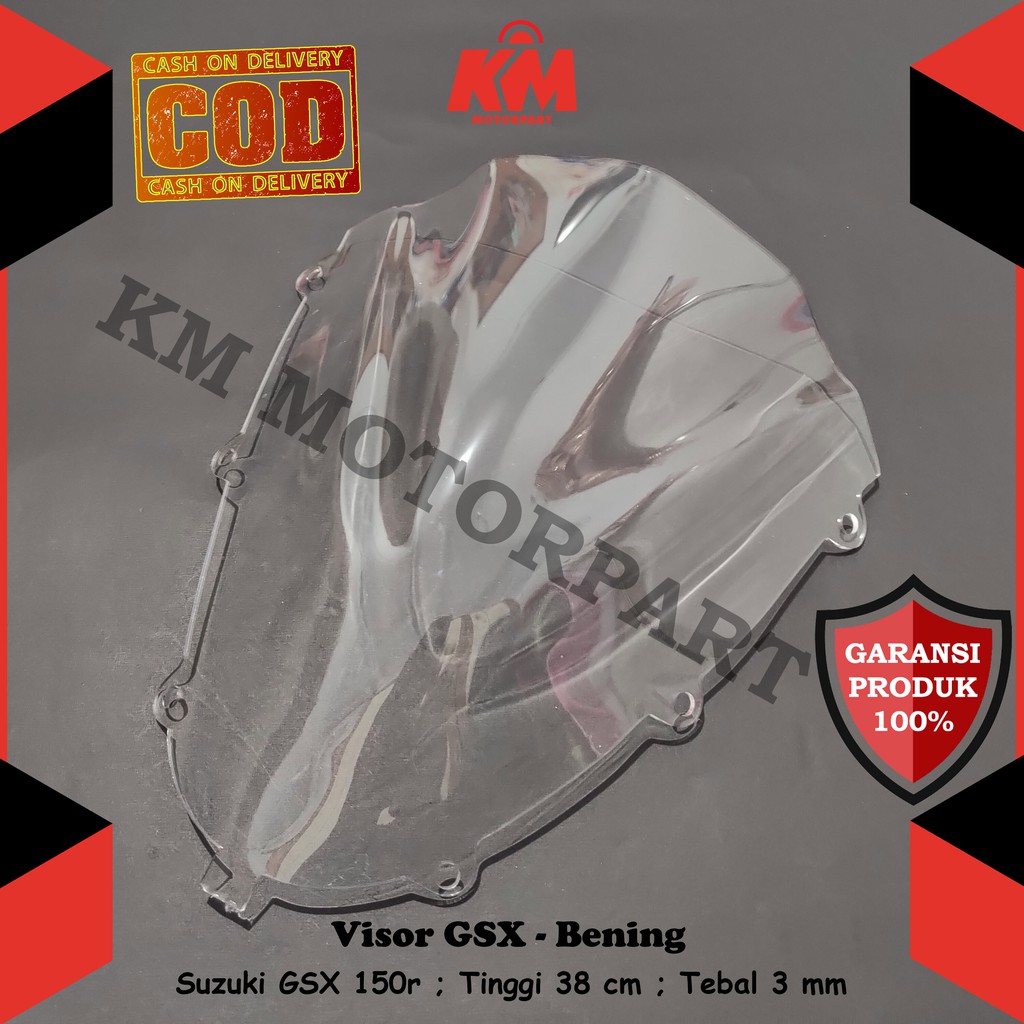 Kaca Visor Windshield Gsx r150 Jenong Hitam Merah Biru Bening Tebal 3 mm Bahan Kaca Mika Akrilik