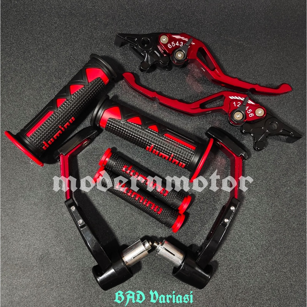 [HEMAT 4in1] Proguard Robot+Handgrip Domino model shark+Karet handle+Handle Variasi CNC Nmax PCX Aerox Vixion Beat Mio Vario Tiger Mx Lexi Vario150 CBR R15 v3 Fu Mio j ADV Freego