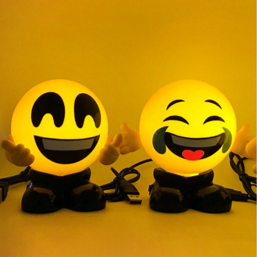 E Lampu Tidur Usb Bentuk Bola Emoji Emoticon Smile Lucu Warna