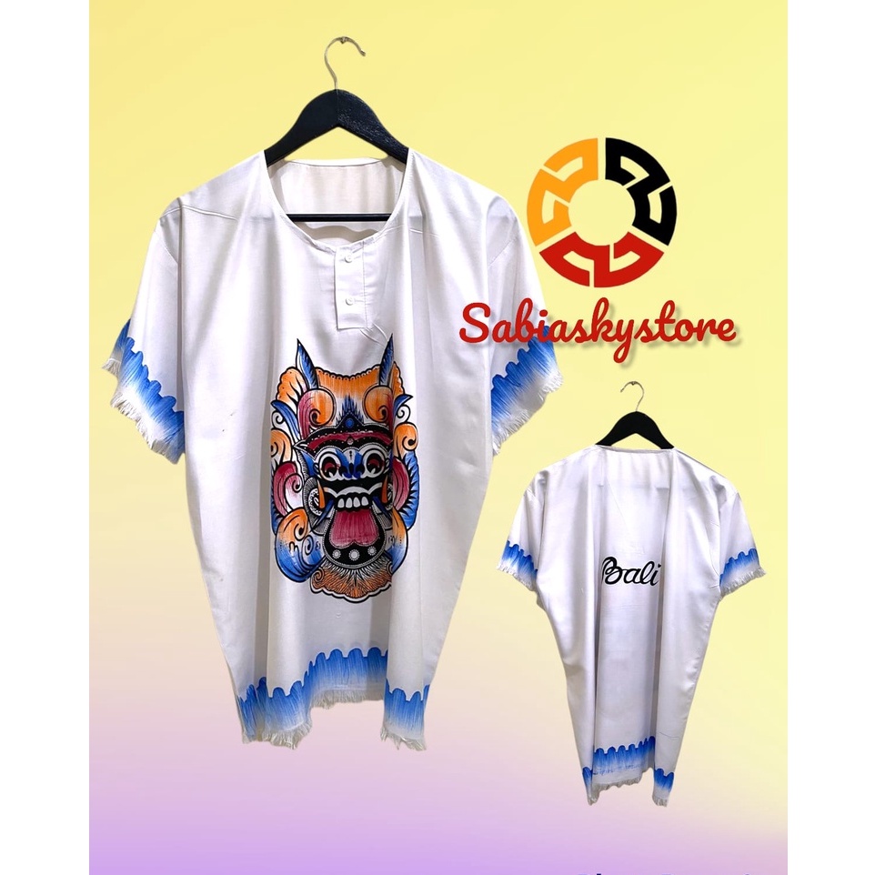 Baju Kaos Barong Polos Putih Bali Baju Pantai Pria dan Wanita
