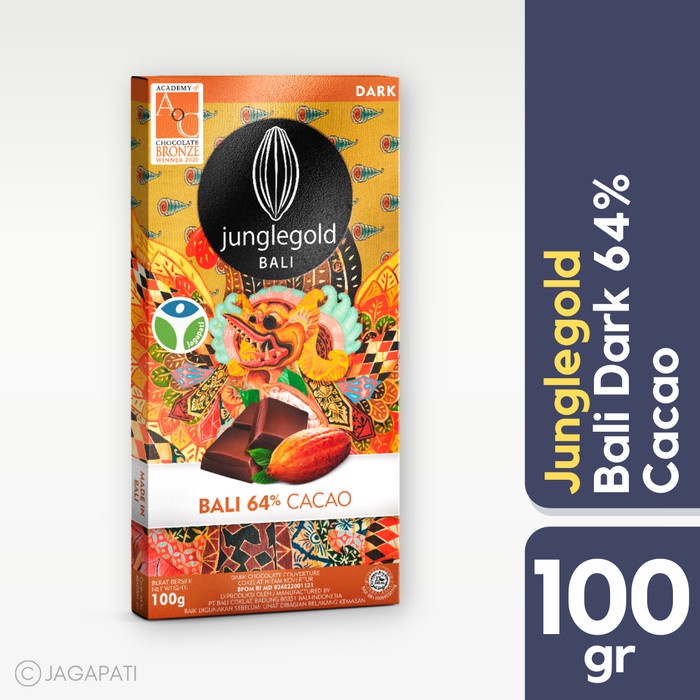 

JUNGLEGOLD - 64% CACAO DARK CHOCOLATE 100GR - COKELAT SEHAT - CEMILAN