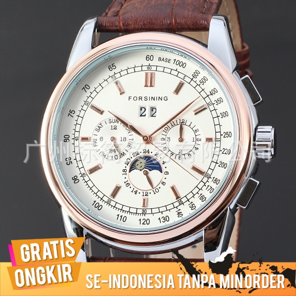 Jam Tangan Fashion Pria Moon Phase Forsining Tourbillon Otomatis Mekanis Impor SB