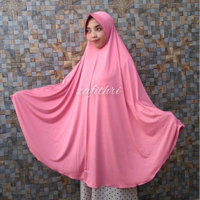 Jilbab Bergo Super Jumbo Jersey Ori Zafithri-peach Ped