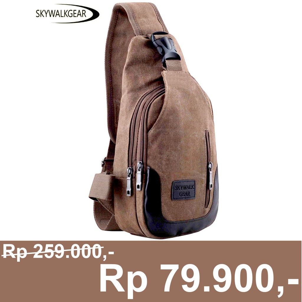 Skywalkgear Tas Selempang Pria Kanvas - 9122 Cokelat Muda Khaki