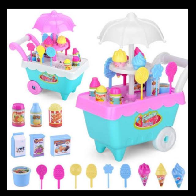  Mainan  anak mini ice  cream  stroller gerobak  ice  cream  