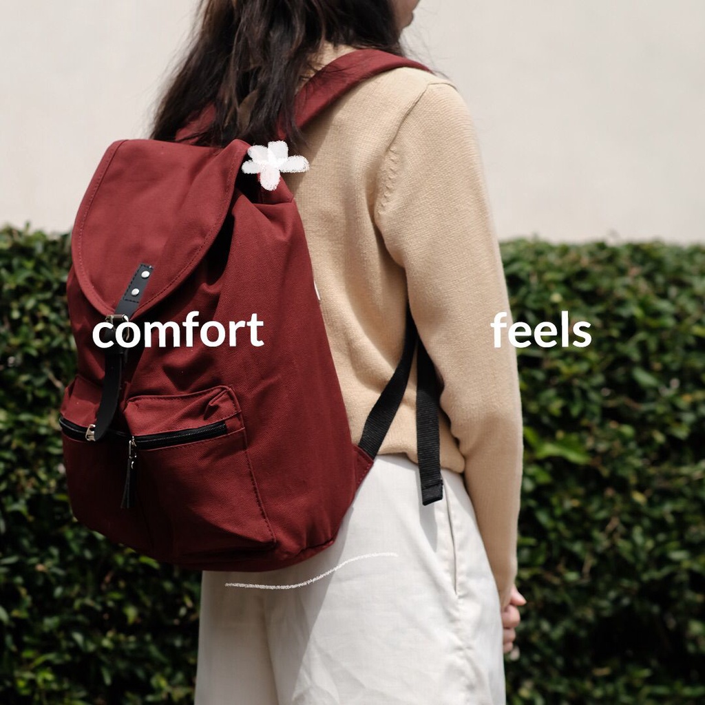 TAS LAPTOP RANSEL KULIAH SEKOLAH KANVAS VINTAGE HEEJOU TRAVELLO MAROON