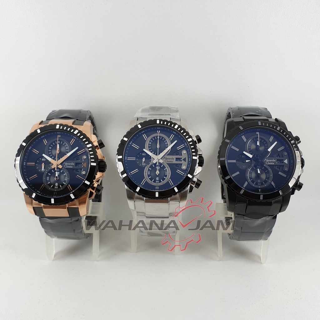 Alexandre Christie AC 6532 MC / Jam Tangan Pria AC6532 Chrono Rantai Stainless Steel Sport