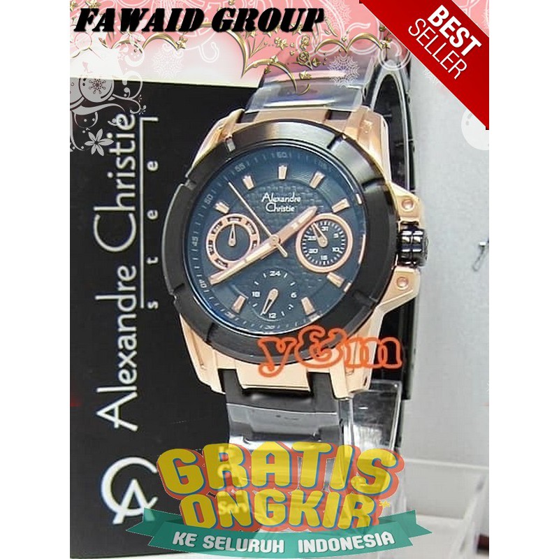 BEST SELLER JAM TANGAN WANITA ALEXANDRE CHRISTIE AC 6226 WANITA ROSEGOLD BLACK ORIGINAL