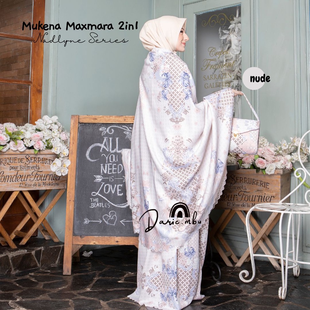 Mukena Dewasa Maxmara Luxury 2in1 Printing Premiun Laser Cut Mewah Tas Sajadah