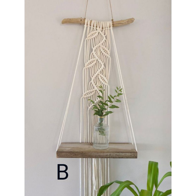 READY STOK) macrame rak kayu/ Macrame ambalan/ rak buku/ Dekorasi rumah