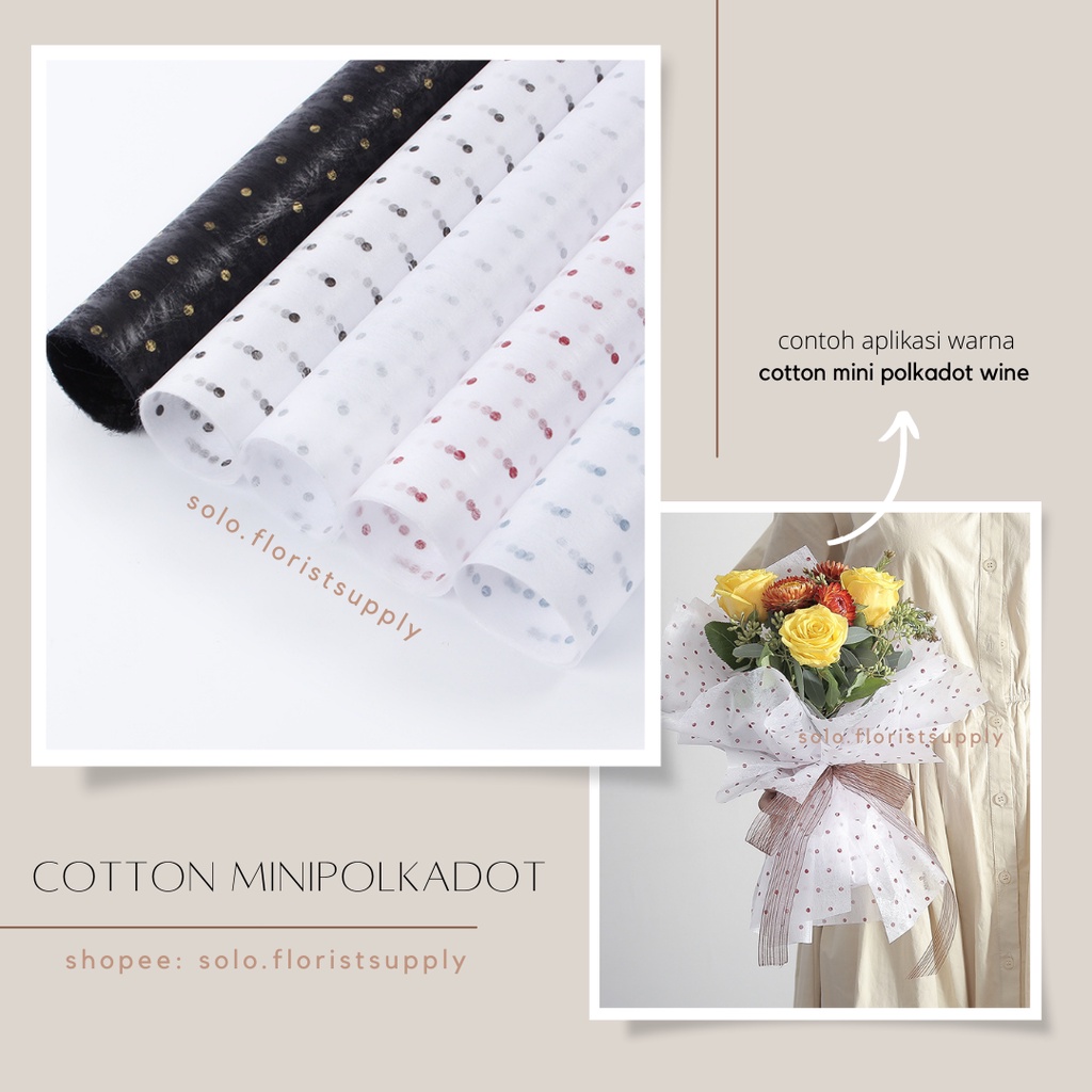 FLOWER WRAPPING COTTON MINI POLKADOT KOREAN PREMIUM COTTON PAPER KERTAS BUKET TISSUE SERAT PEMBUNGKU