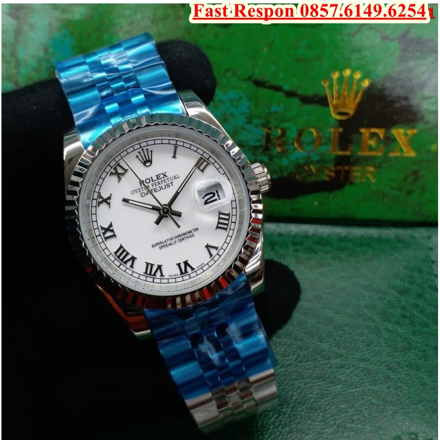 Mega Sale Jam Tangan Rolex Datejust Markers Romawi Silver Garansi 1th