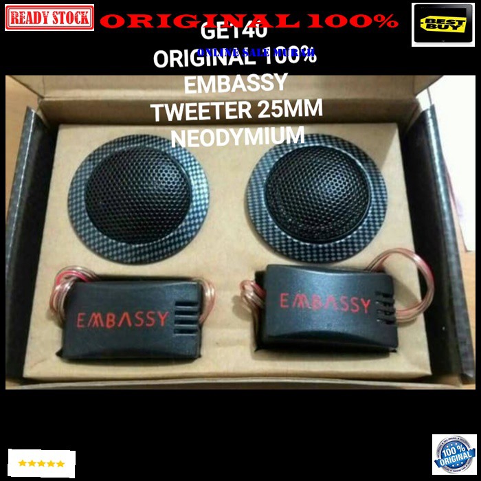 G140 Embassy original 100% tweeter super DOME twiter speaker spk mini mobil car NEODYMIUM audio sound system musik suround bahan besi magnet CROSSOVER music suara best  Harga adalah sepasang atau 2pcs speaker  Bisa buat speaker aktip ataupun pasif speaker