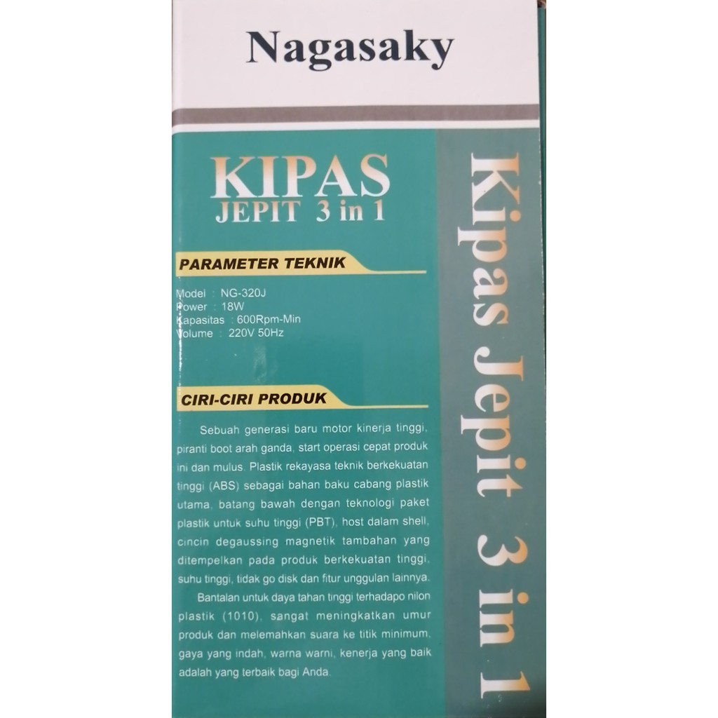 kipas angin meja dinding jepit NAGASAKY ng-320j ( 3 in 1 )