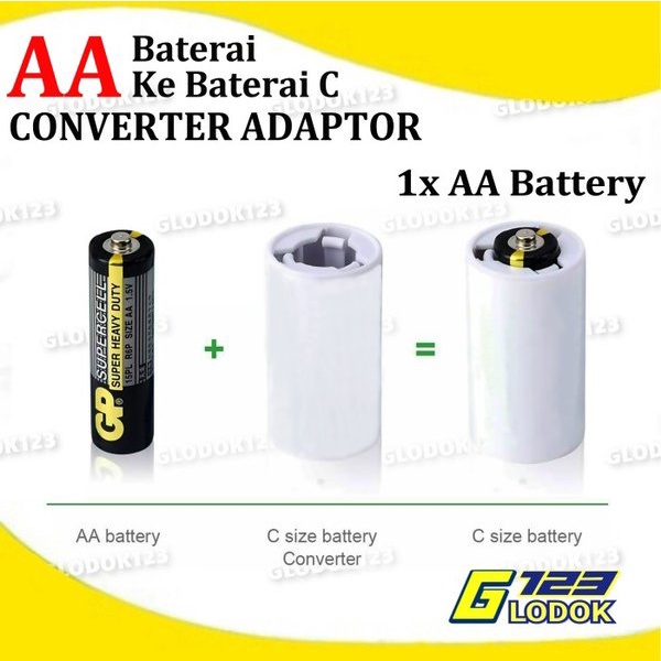 Converter Batery Batere AA To C D Adapter Baterai A2 Ke Tanggung Besar