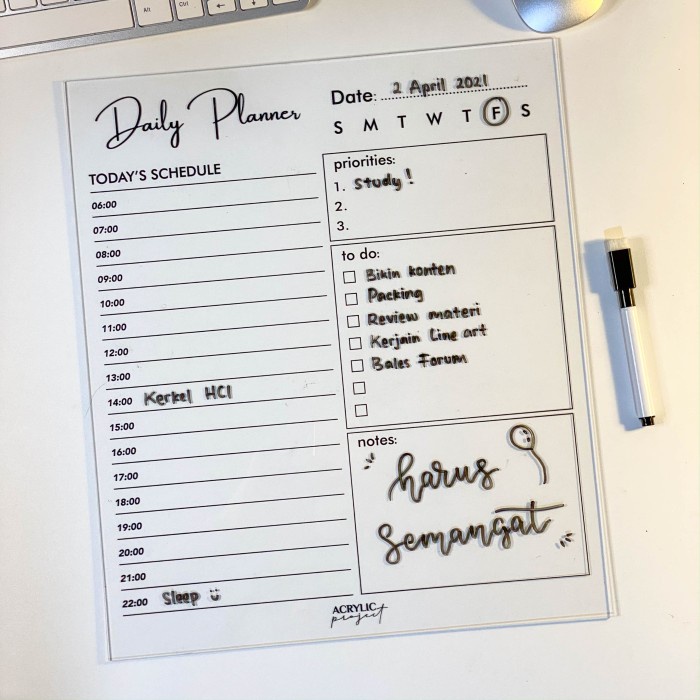 

Acrylic Daily Planner Akrilik Harian Weekly Monthly 023
