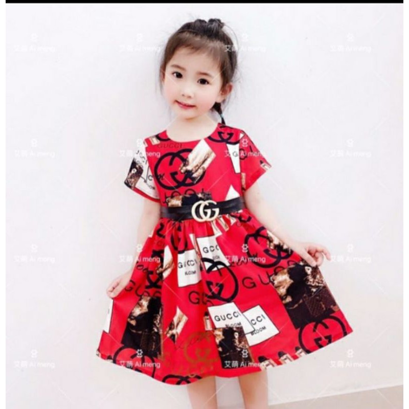Dress GUCCI Anak perempuan/Pakaian Anak perempuan untuk usia 8bln-1th Import