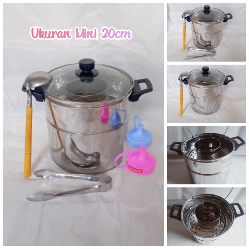 Dandang Bakso Stainless Tutup kaca mini ukuran 20cm