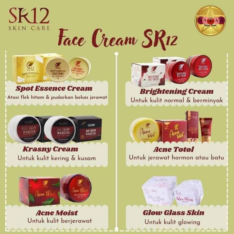 cream SR12 varian cream SR12 solusi flek hitam berminyak berjerawat skincare sr12 krim sr12