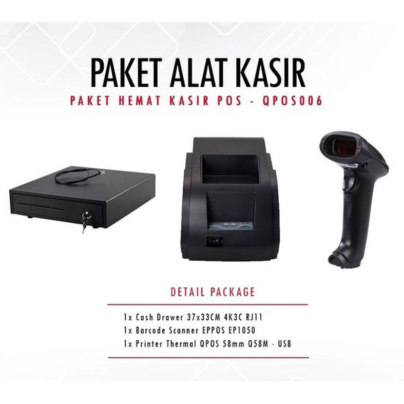 

Unik PAKET PRINTER QPOS Q58M SCANNER EP1050 CASH DRAWER 37x33cm POS99047 Berkualitas