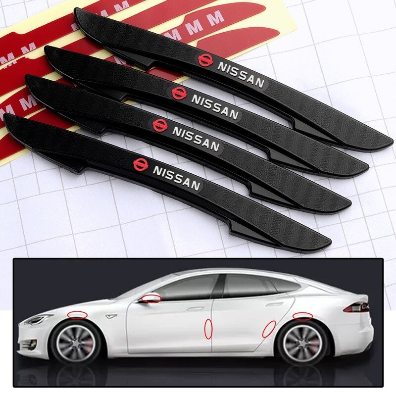 4PCS Logo Nissan Door Guard Pelindung Pintu Mobil Anti Goresan Pengaman For March Juke Terrano Gtr Livina Skyline Grand livina Evalia