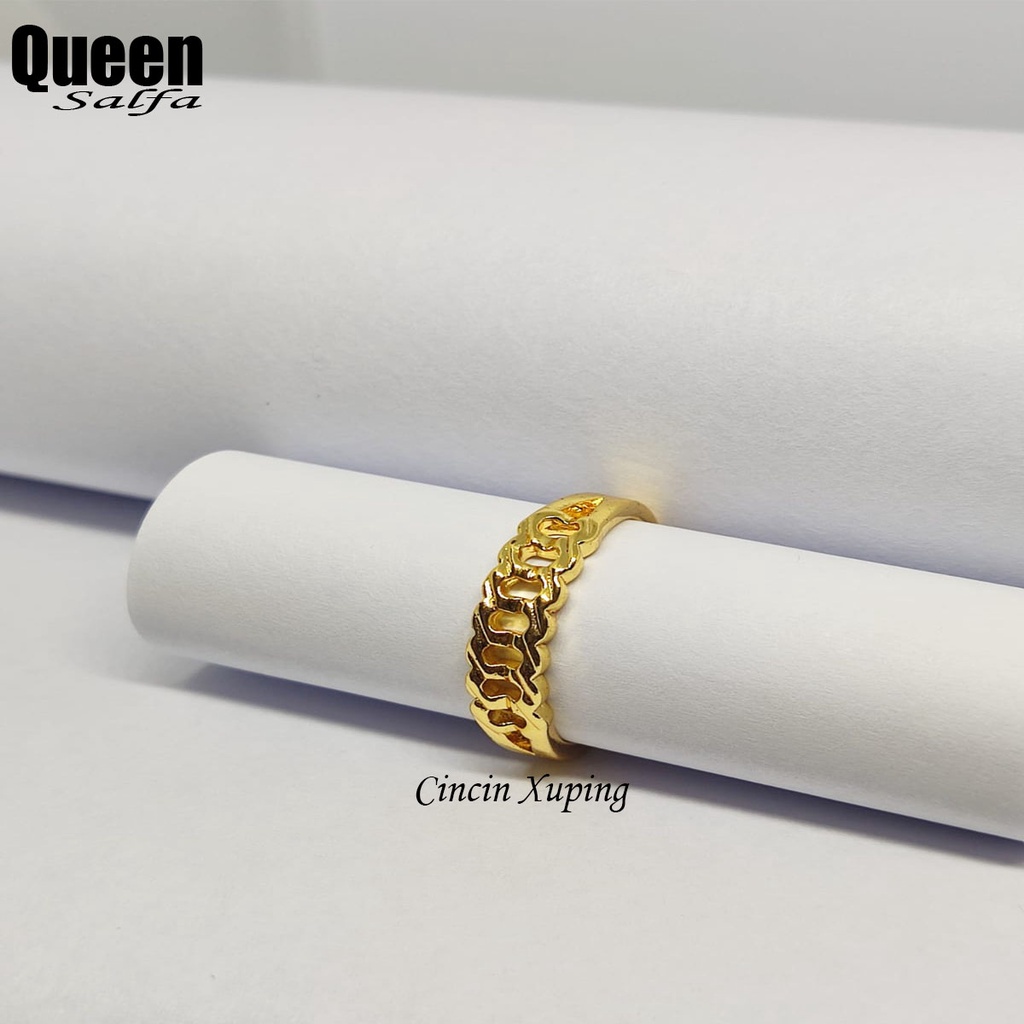 Cincin Xuping Lapis Emas 24K Mewah Elegant Permata