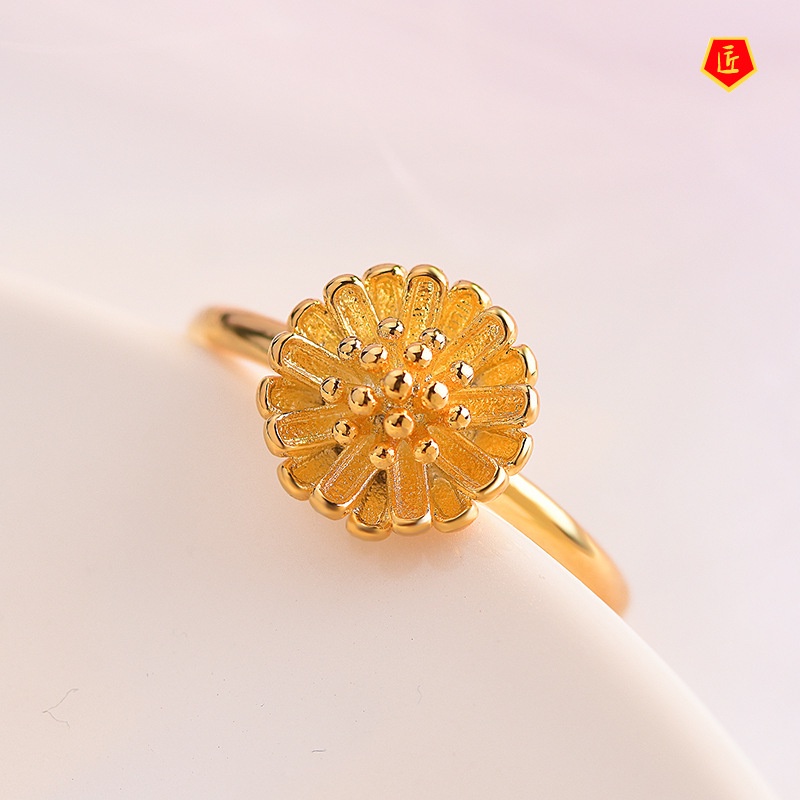 [Ready Stock]Korean Simple Personalized Little Daisy Opening Gold Ring