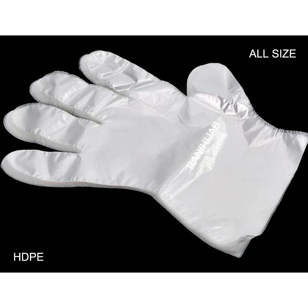 Hand gloves / Handgloves sarung tangan PLASTIK anti virus bukan karet atau latex