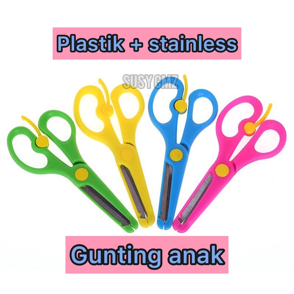 

Gunting Kertas Anak / Gunting anak Stainless Steel Tajam Aman Untuk Anak