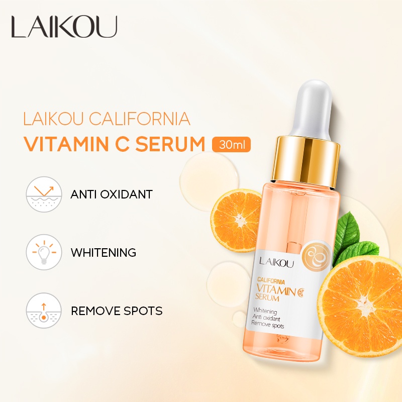 LAIKOU Serum Wajah Vitamin C Essence Mencerahkan Memudarkan Bintik Gelap Melasma 30ml