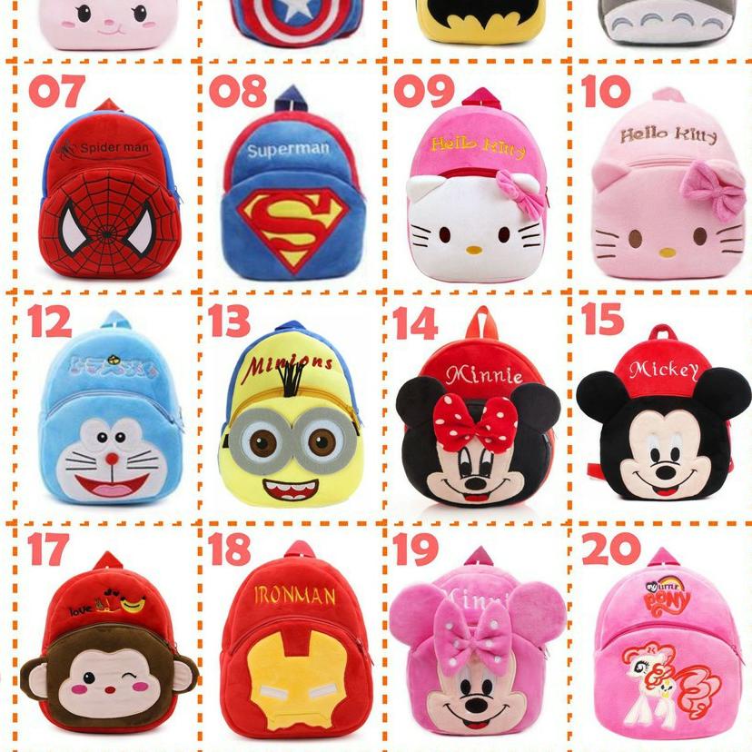 ♗ Tas Ransel Punggung Backpack Anak Balita TK Laki-laki Perempuan Aneka Motif Karakter Lucu ♘