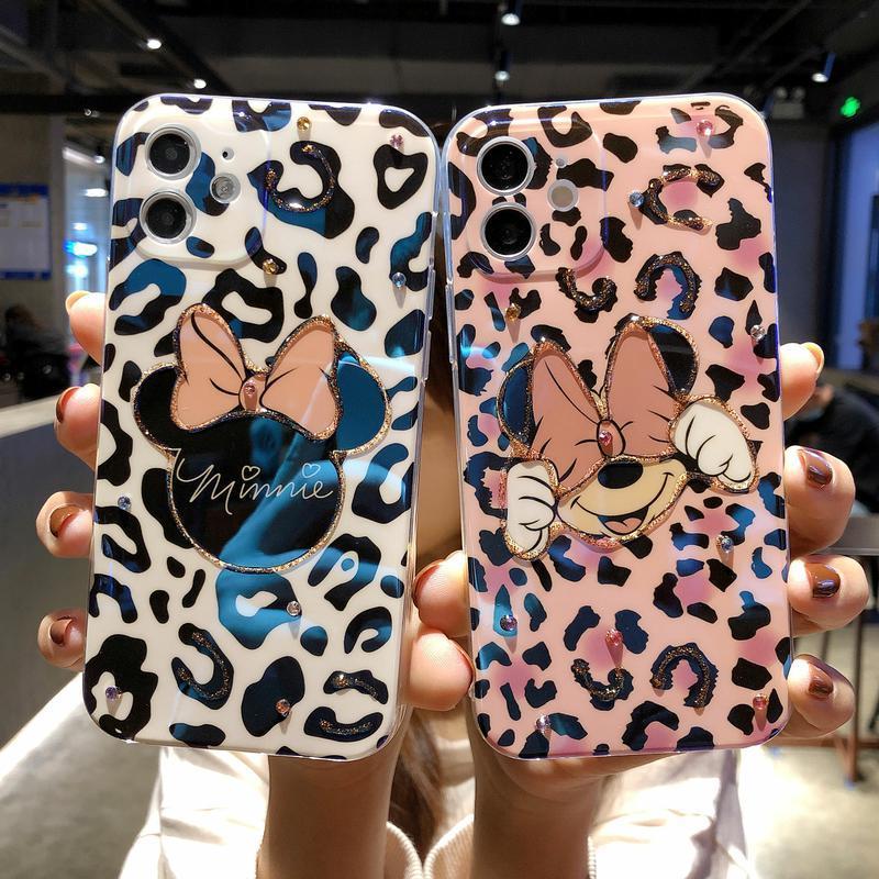 Casing ponsel Pola macan tutul dengan cetakan kartun pasanganiPhone 11 11pro iPhone 7 8Plus Cute SE X XS Drop Protection All-inclusive XR XSMAX 11promax Lembut 12 Pasangan 12promax Mini Silicone Case Bwmn