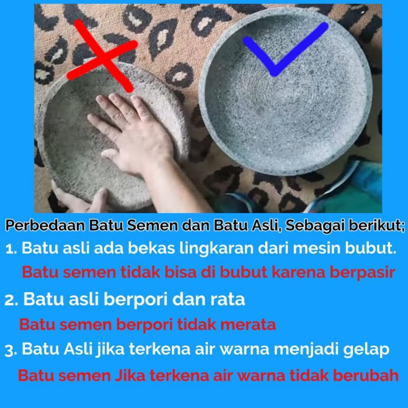 COWET BATU ASLI 100% - COBEK 1SET ULEKAN ORIGINAL - TIDAK BERPASIR