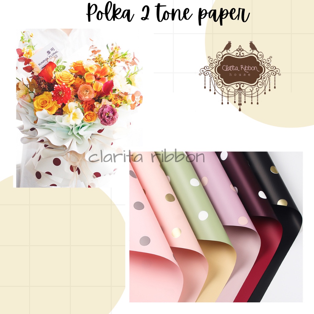 Ketas Buket Twotone Polka Cellophane Paper Polkadot