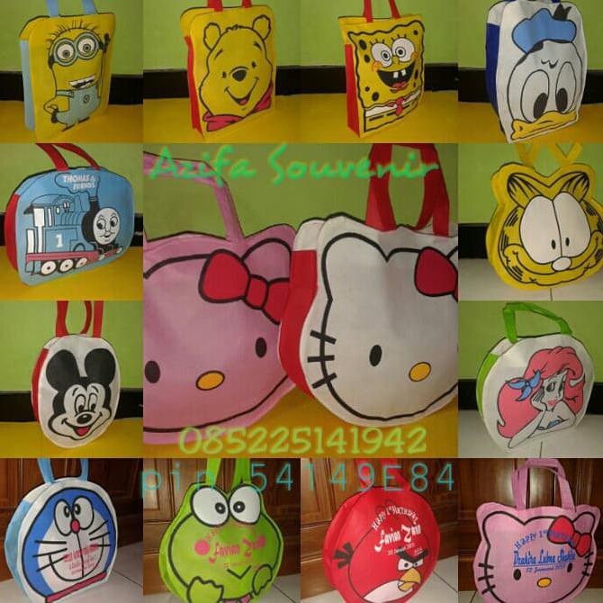 

Tas Ultah / Tas Souvenir Ulang Tahun Anak Murah Tenteng Kepala Kartun