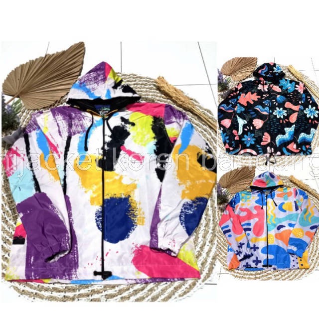 hijacket keren bandung - Jaket Sepeda Wanita Parasut/Jaket Gowes Motif Full printing